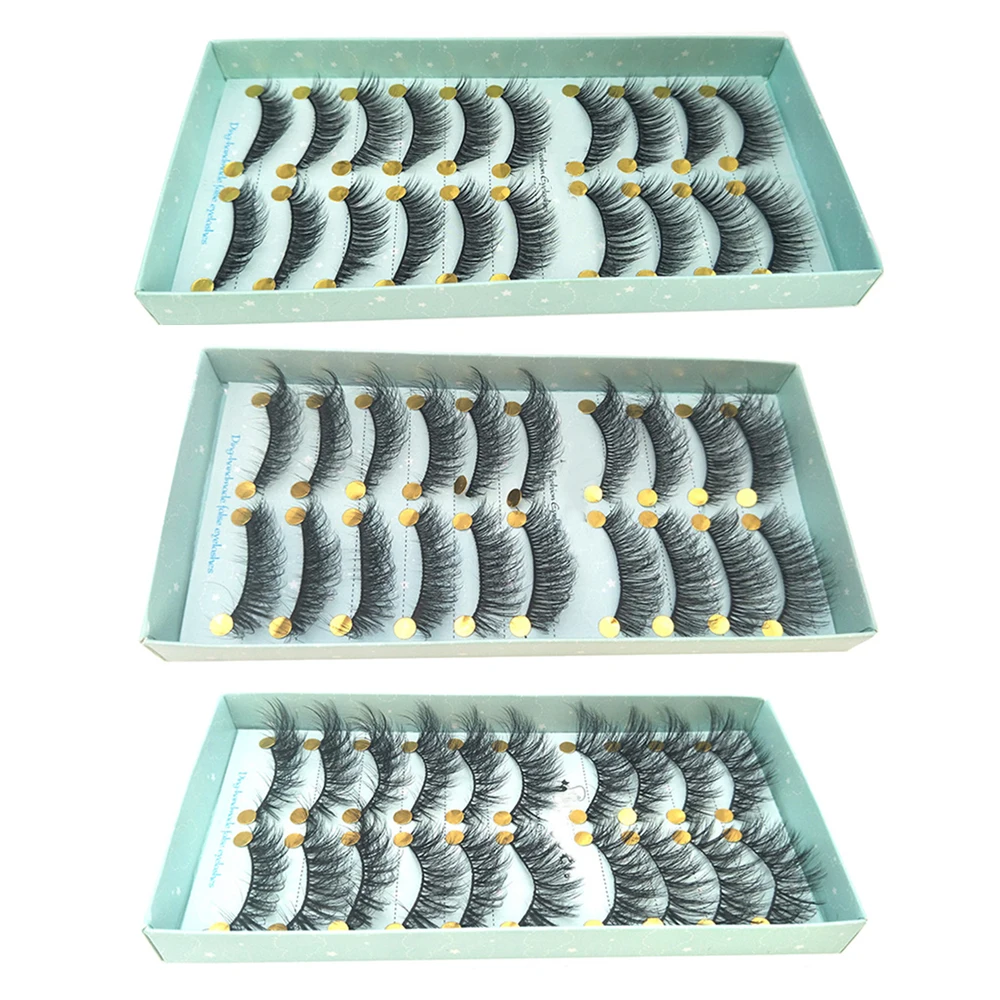 

New 10 Pairs Handmade Cotton Stalk False Eyelashes Cross Messy Dense Natural Eye Lashes Stage Makeup False Eyelashes