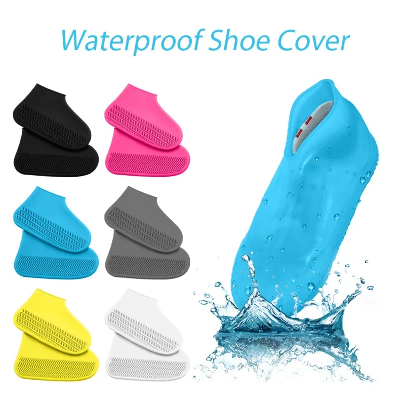 1 пара Многоразовые водонепроницаемые Нескользящие силиконовые дождевые Чехлы для обуви эластичные галоши сапоги обувь для кемпинга путешествия