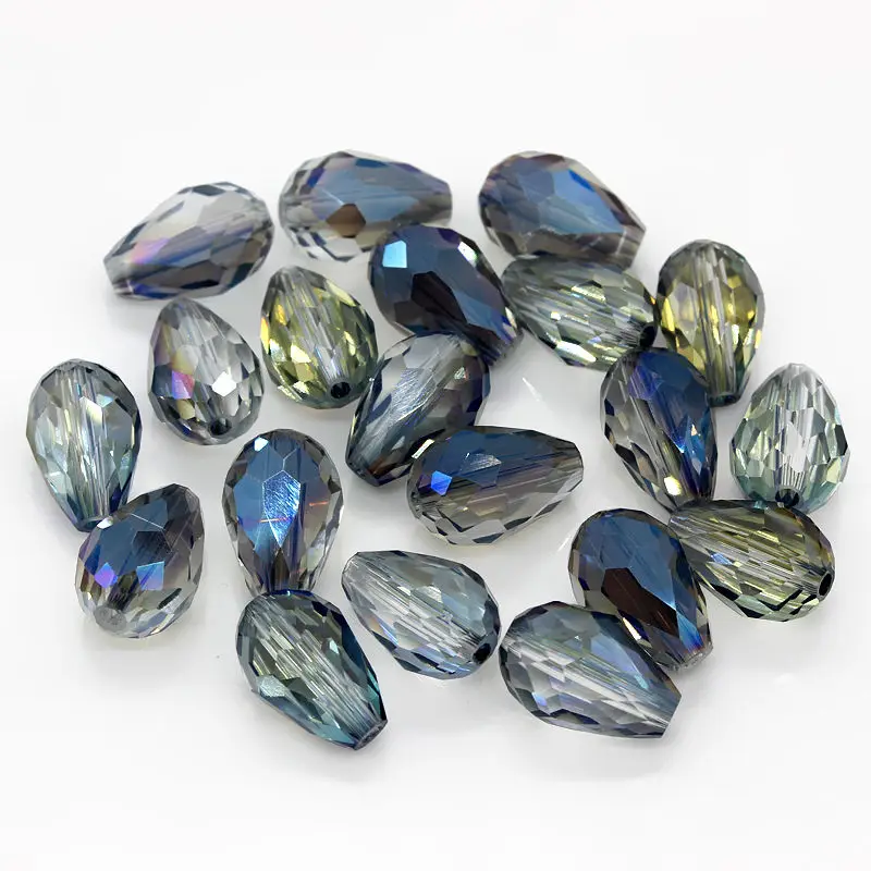 TOP quality 100pcs Wholesale Faceted Teardrop glass crystal Charm Loose