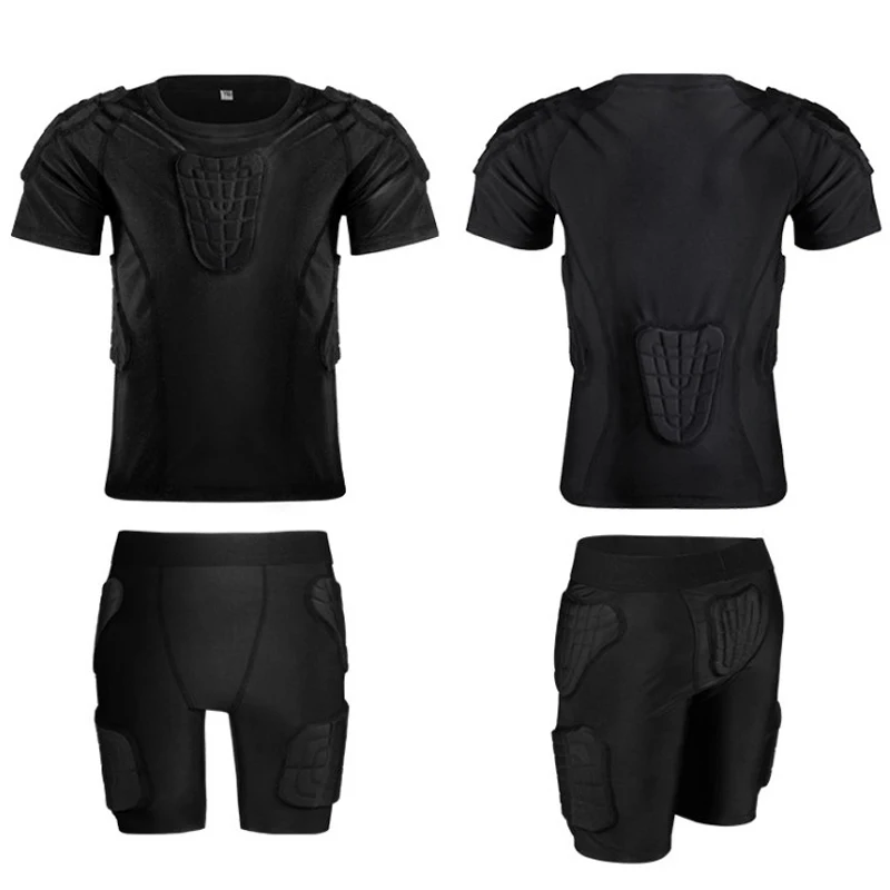 Zicac Mens Sports Shock Rash Guard Compression Padded Shirt Soccer Basketball Protective Gear Chest Rib Guards