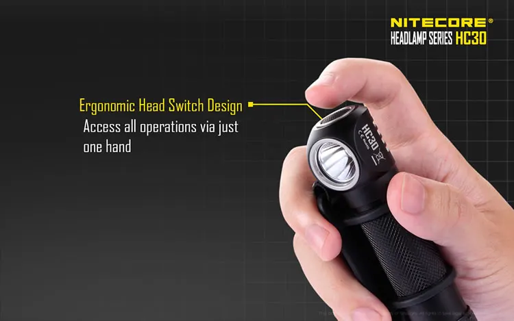 NITECORE HC30 CREE XM-L2 U2 1000 люмен налобный фонарь+ 18650 перезаряжаемый аккумулятор водонепроницаемый фонарик охотничий лагерь поисковый фонарь