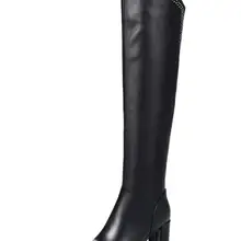 Г. Высокие сапоги из натуральной кожи модные высокие сапоги до бедра из воловьей кожи на высоком каблуке и платформе Размеры 33-43