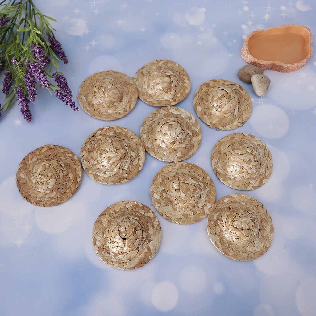 10Pcs Straw Bowler Doll Hat Headdressing Clothes Decor For Salon 