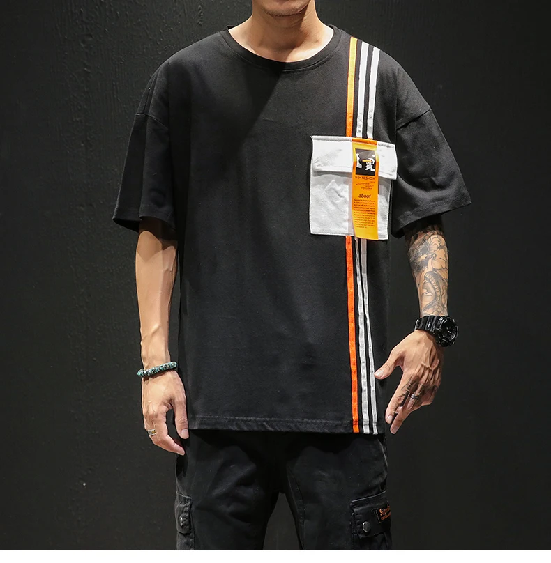 LAPPSTER Мужская Уличная забавная футболка Харадзюку летние футболки карманного размера плюс мужские хип-хоп повседневные футболки в Корейском стиле