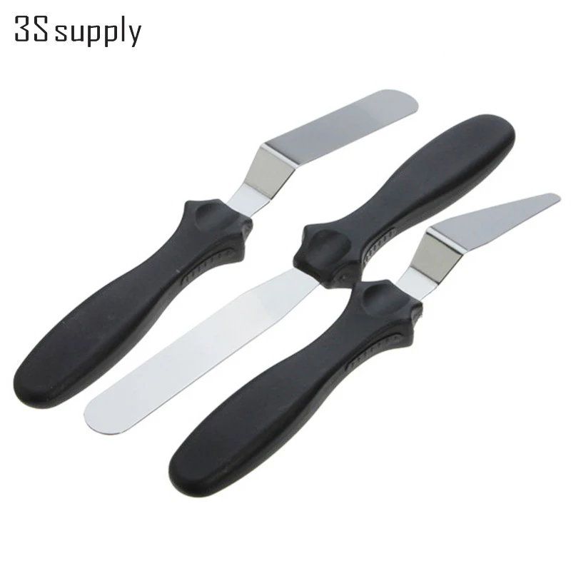 New Cooking Tools 3Pcs Set Kitchen DIY Cake Cream Spread Decorating Scraper Pastry Angled Blade Spatula