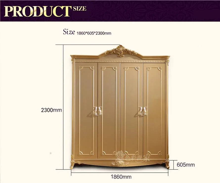 Четырехдверный шкаф современный европейский весь гардероб французский мебельный шкаф для спальни p10086