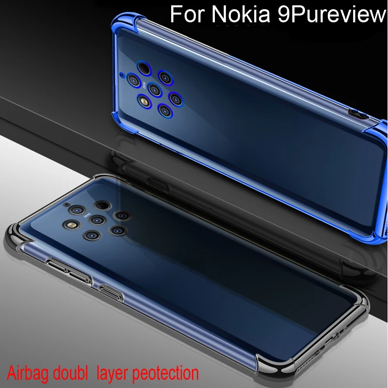 

For Nokia 9 Pureview Air Cushion Case Clear Crystal Silicone Shockproof Full Protection Phone Cover For Nokia 9 Pureview Cases