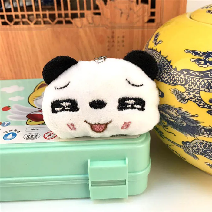 Fashion Panda Emoji Plush Toys Key Chain Ring Pom Bear Keychain Woman Bag Charms Man Car Keyring Wedding Party Trinket Jewelry (27)