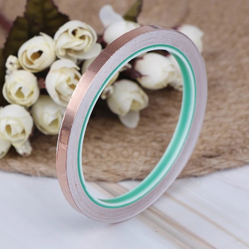 

10m Double Sided Conduct Copper Foil Shielding Tape Conductive Self Adhesive Heat Insulation 6mm width