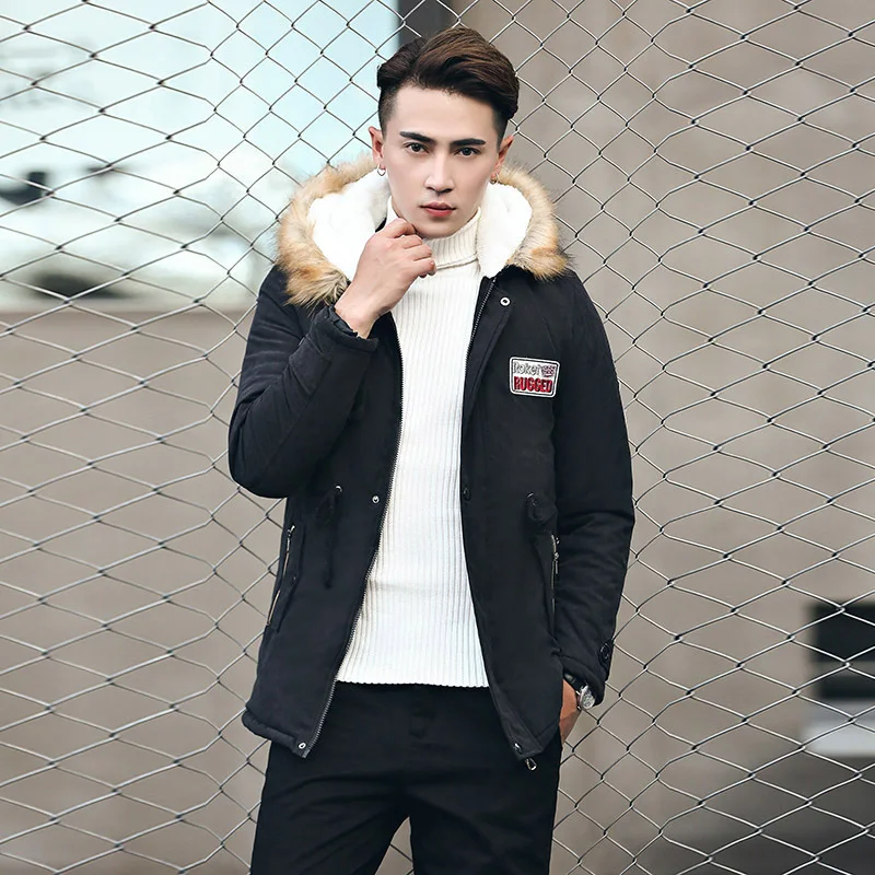 New 2017 Winter Jacket Fur Collar font b Men s b font Down Jacket Cotton padded