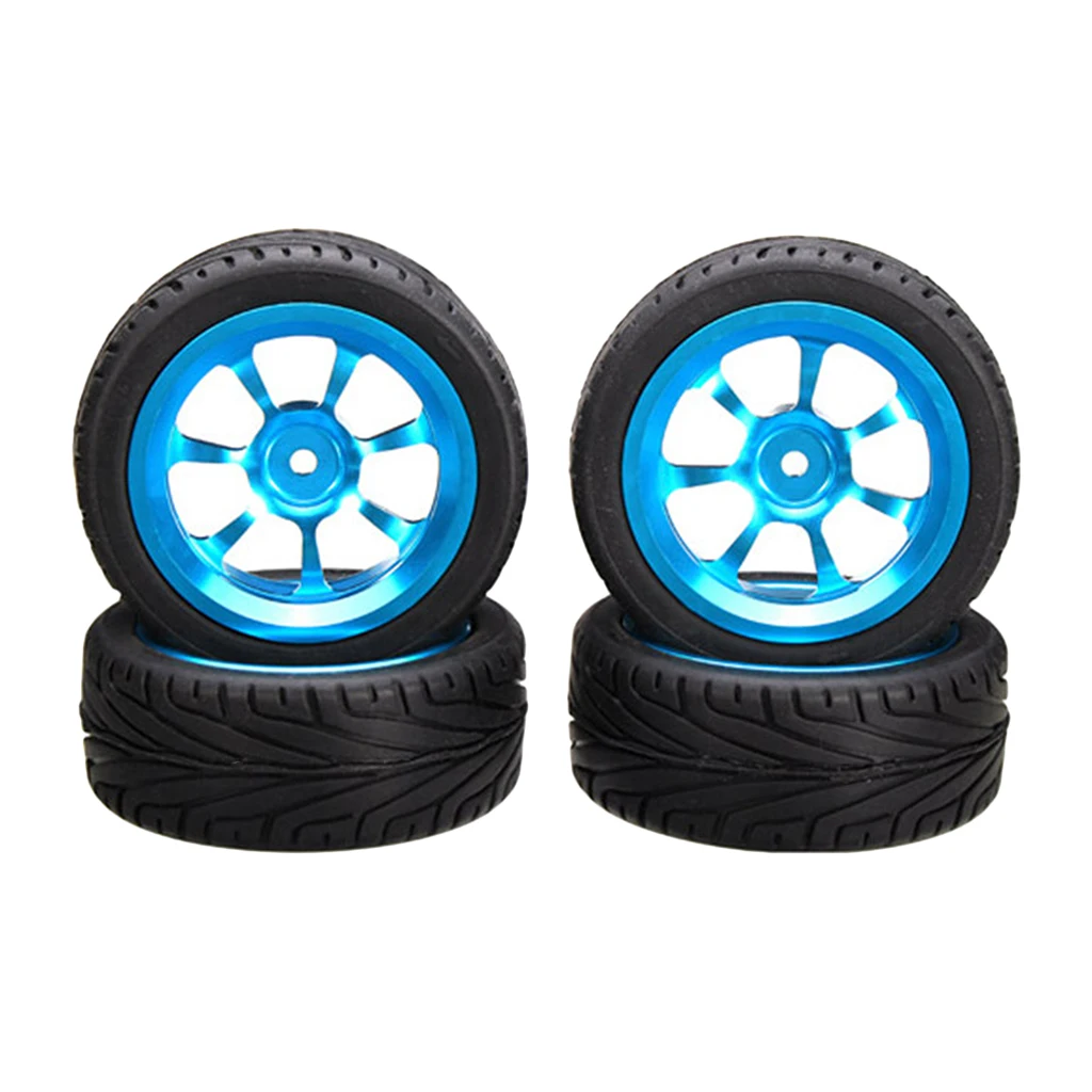 4 Pieces 1:18 Aluminum Wheel Rubber Tire RC Car Spare Parts for WLtoys A959-B A949 A959 A969 A979 K929