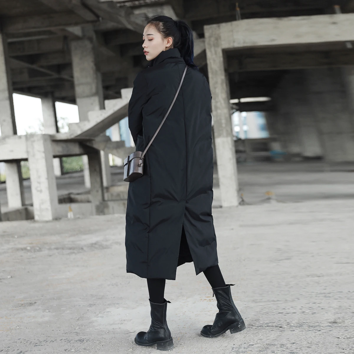 Manteau rembourré Noir Grande eam Manches Coton De Nouveau Black Couleur 2019 À Solide Longues Jd16 Montant Taille Évent Marée Col Mode Printemps Femmes 7qOa6wvq