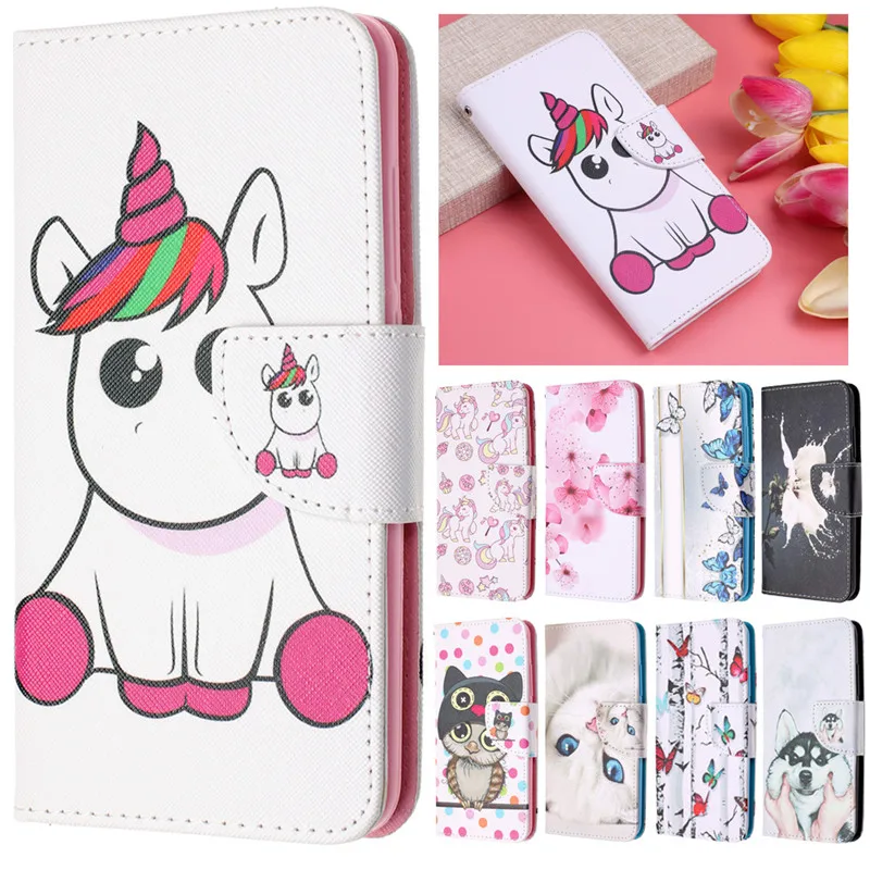 y6 Leather Case on sFor Huawei Y6 Cover for Huawei Y 6 Y6 Prime MRD-LX1 Case Unicorn Flip Wallet Phone Cases Capa