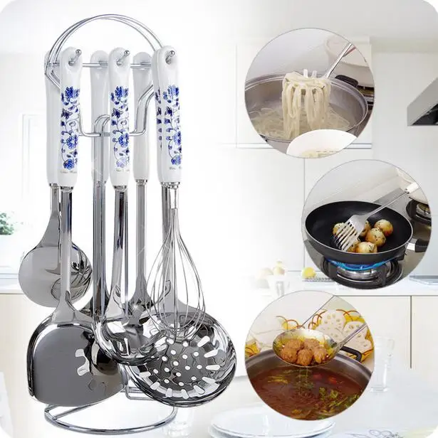 

Stainless Steel Cookware Set 8 Pcs/Lot Spoon Full Set Shovel Cooking Tools