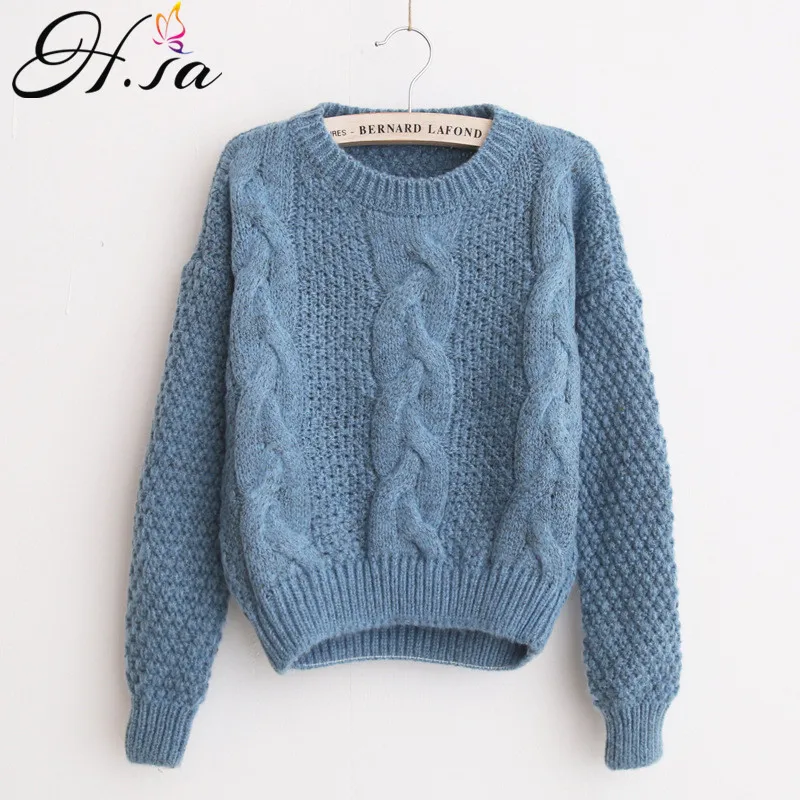 H.SA Winter Warm Sweaters and Twisted Pullovers Women Casual Short Feminino Knitted Sweater Jumpers Cheap Sweaters China sueter