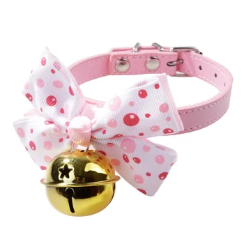 

1pcs Lovely Dog Tie Collar Gilded Bells Big Bow-knot Bells Cat Collars Adjustable Puppy Quality Fashion Pet Supplies