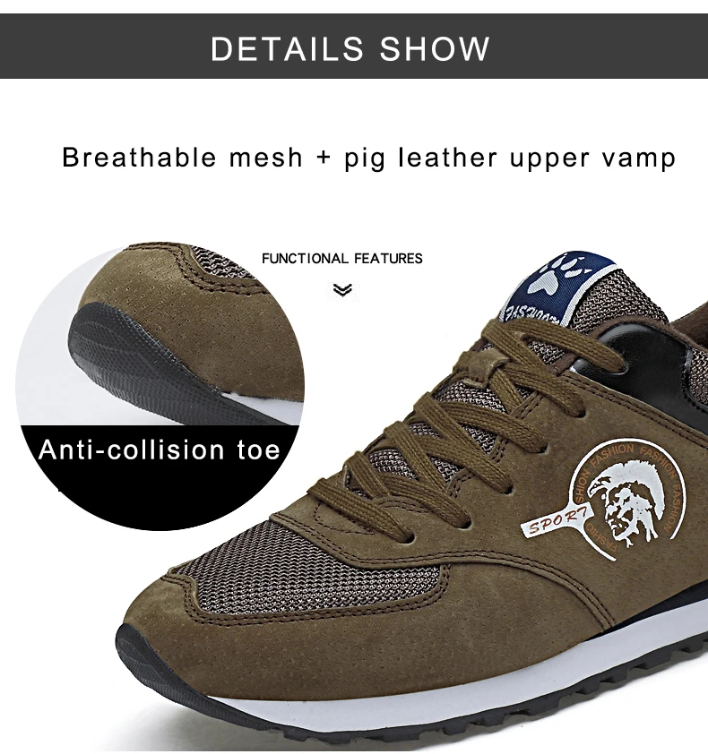 Suede Leather Men Running Shoes Outdoor Sports Shoes-