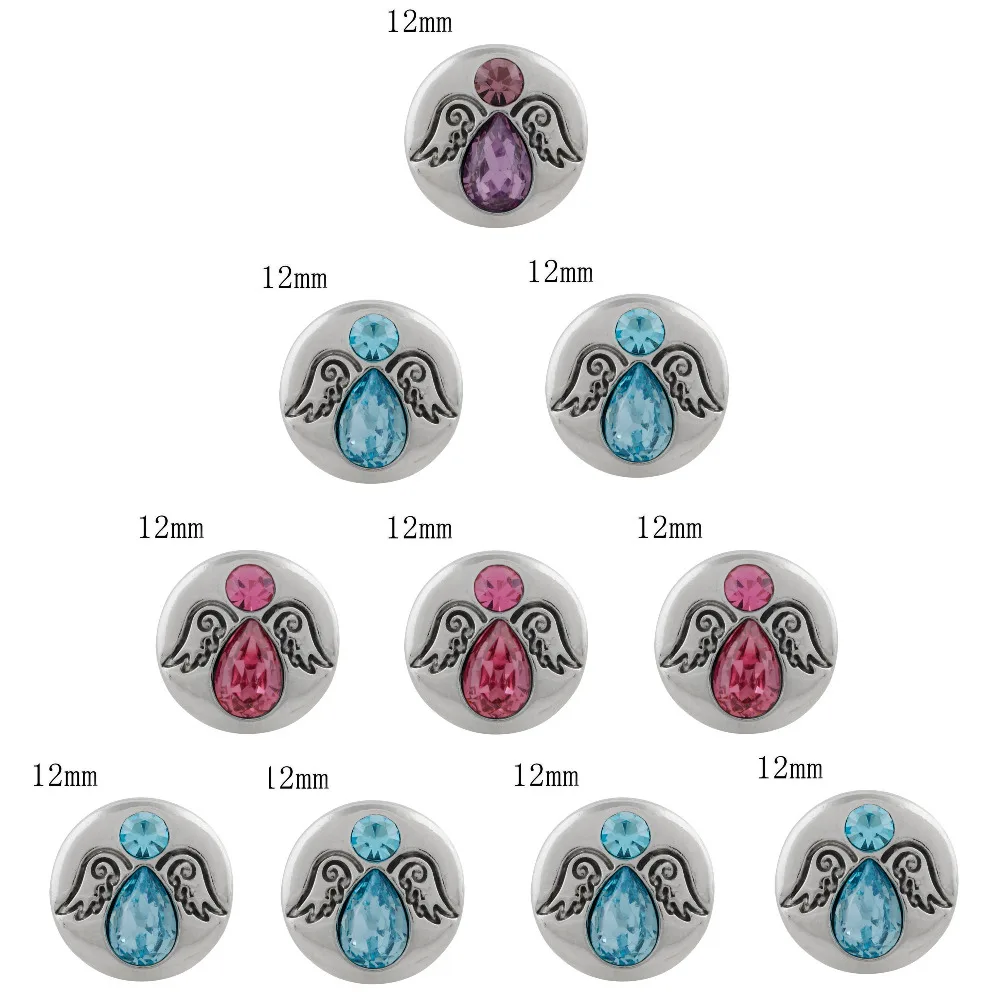 

10pcs/lot Mixed Colors round 12mm Snap Button Jewelry Rhinestones Metal Snap Fit Snap Bracelet Necklace Jewelry Accessories