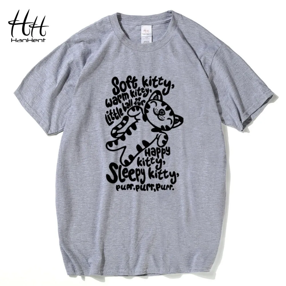 

HanHent soft kitty the big bang theory t-shirt men2017 new summer fashion casual t shirt men cotton o-neck funny tshirt