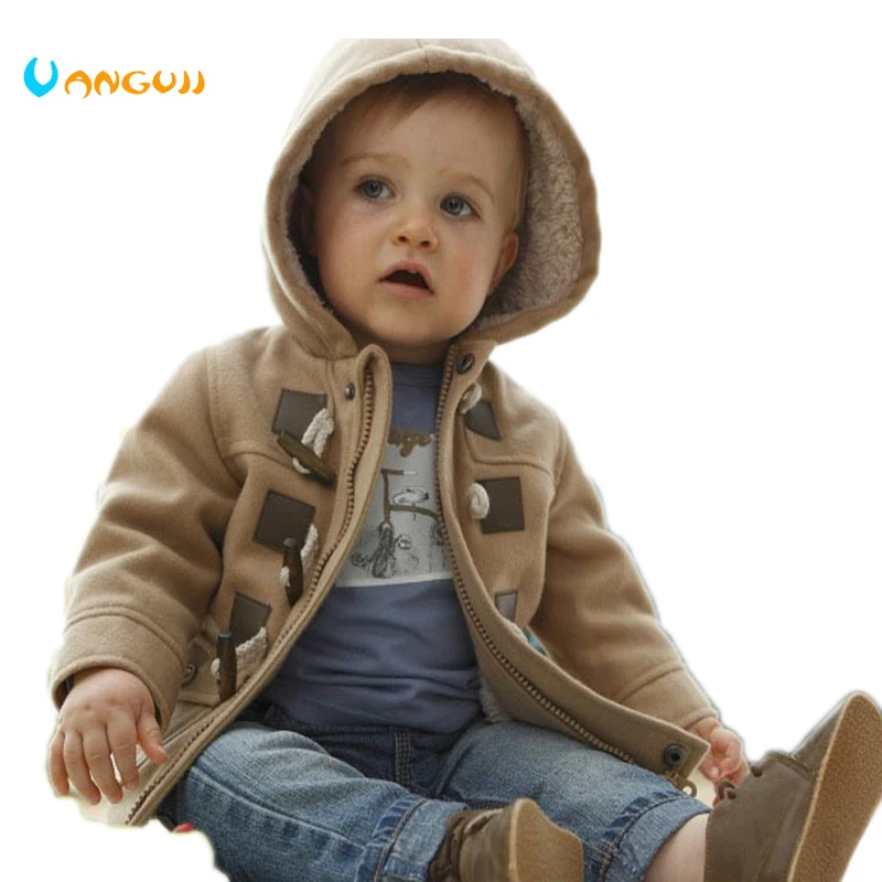 2016 Winter Fashion Horn Button Child Thickening Outerwear Overcoat Male Child Outerwear Boy Jacket Retail