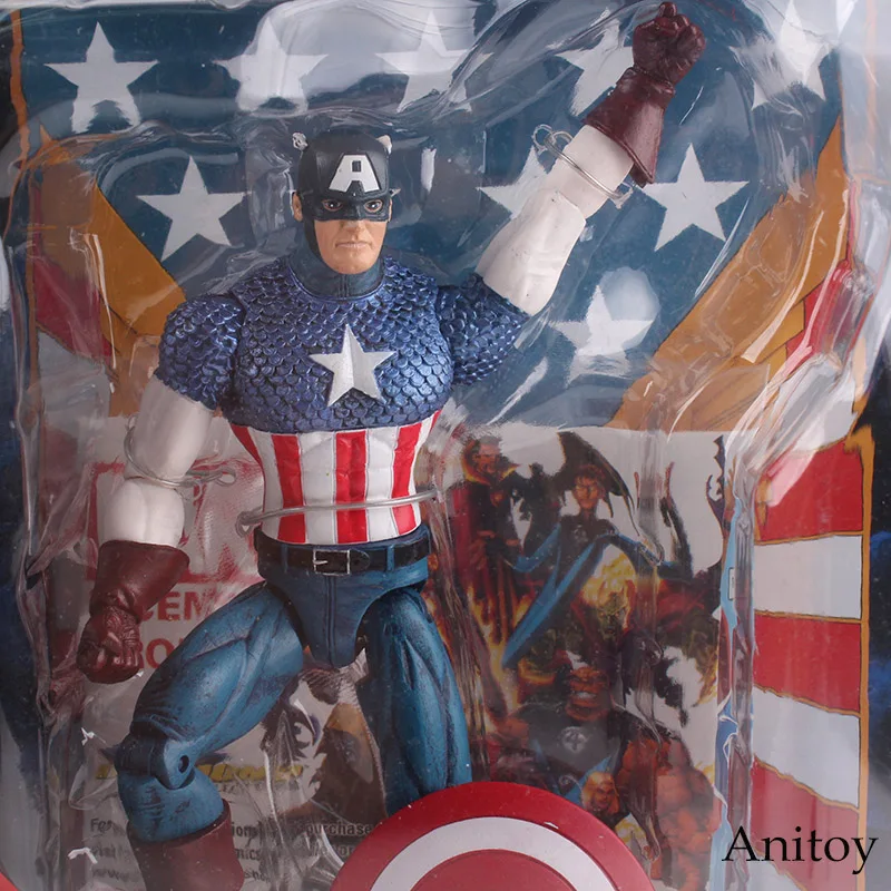 Marvel Капитан Америка аниме фигурка ПВХ капитан Марвел фигурка Коллекционная модель игрушки для мальчиков подарок 23 см