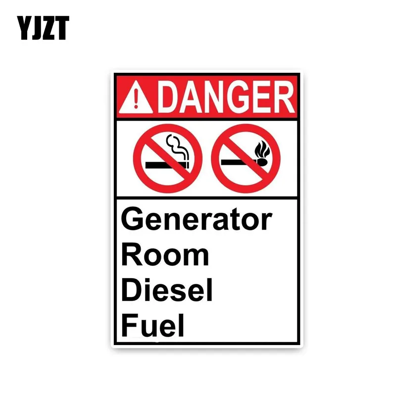 

YJZT 10*14.7CM DANGER GENERATOR ROOM DIESEL FUEL High Quality Decoration PVC Decals Car Stickers C1-8288