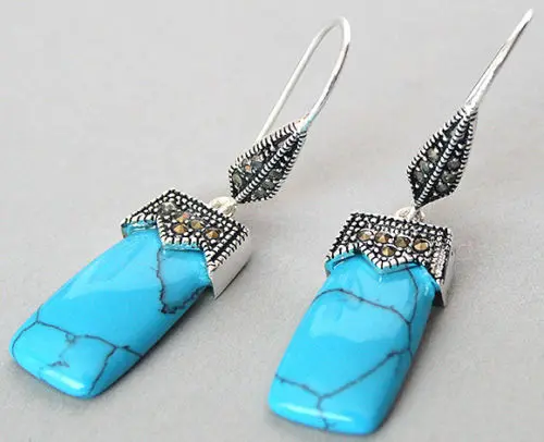 

Free Shipping fashion jewelry fine stone 925 silver & macasite earrings 2