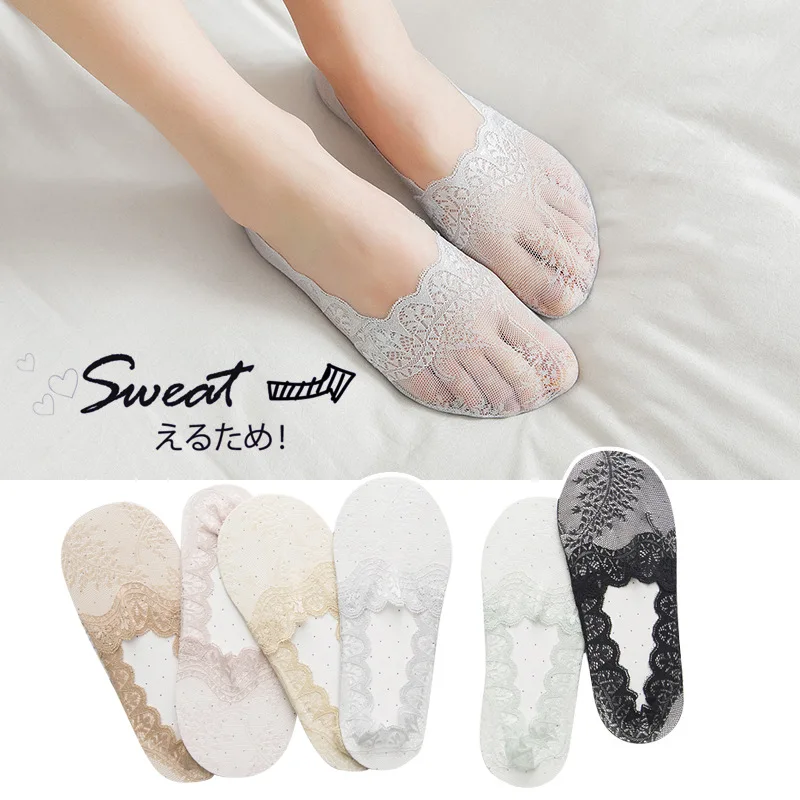 2019 Summer Cool 1 Pair of Women's Invisible Socks Slippers Short Solid Color Lace Thin Girl's Boat Socks Hot Sale