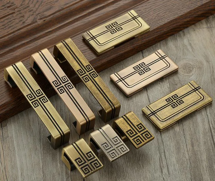 FAST SHIPPING Ancient Chinese Style Solid Zinc Alloy Drawer Handle Door Pull Cabinet Handle Antique Brass Matt Antique Brass