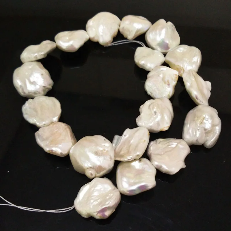 Buy 16 inches 20 25mm White Natural Flat Baroque Keshi