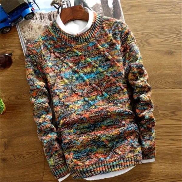 Новинка, зимний мужской свитер, пуловеры, Рождественский свитер, длинный рукав, вязаные свитера, облегающая мужская одежда - Цвет: color