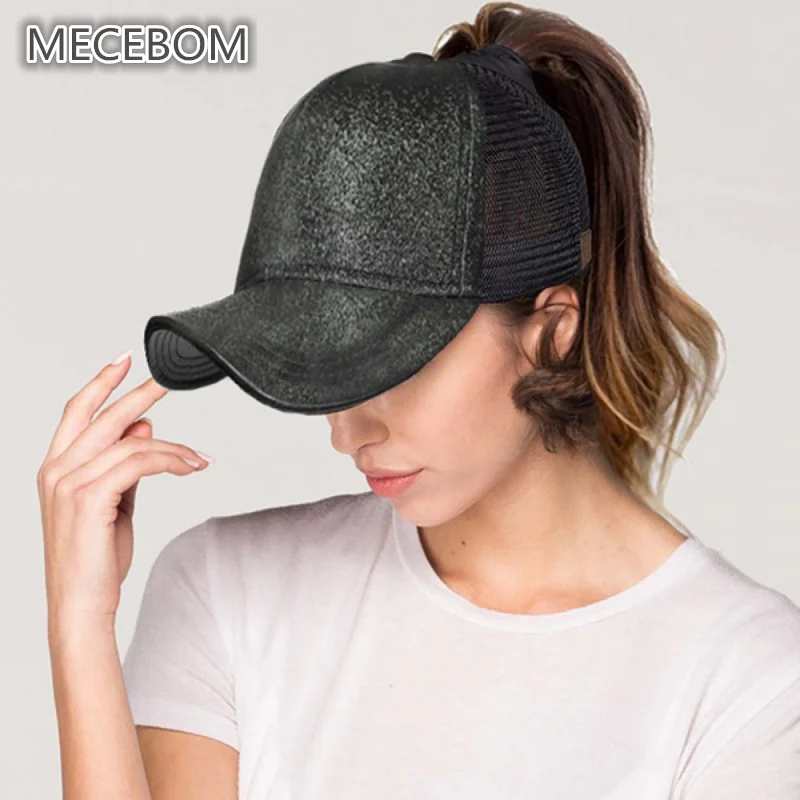 Для женщин Регулируемый Повседневное хвостик Бейсбол Кепки Девочки Snapback s Shine Хип