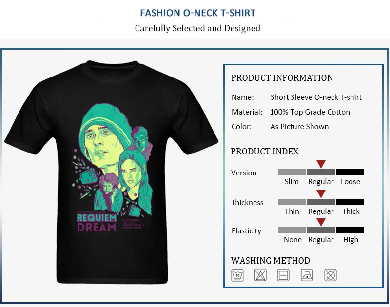 100% Cotton Tops T Shirt Requiem For A Dream for Men Design T-Shirt Casual New Design Round Collar Short Sleeve Tee Shirt Requiem For A Dream
