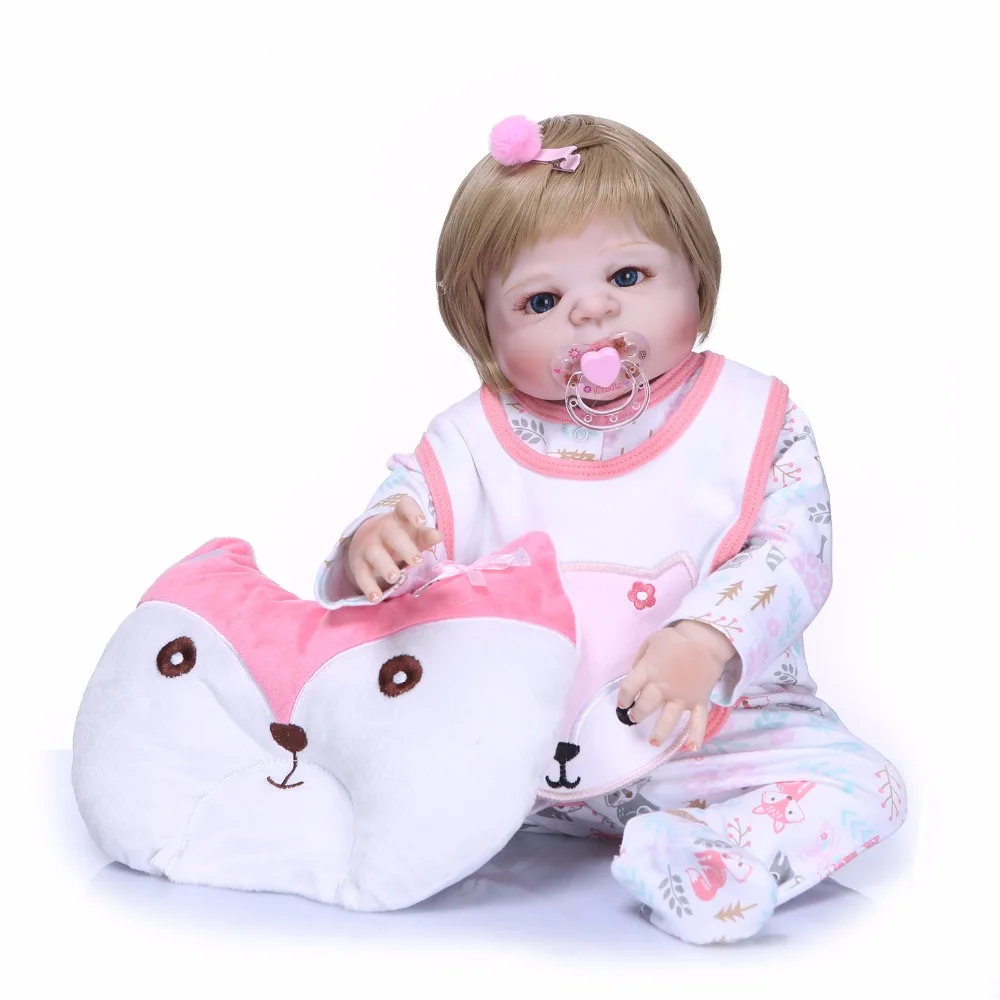 

55cm Full Silicone Doll Reborn Baby 22" lifelike lol bebek Birthday Gift For Child Bedtime Early Education bathe toy for sale