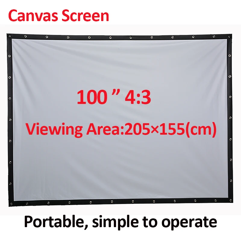 PHIKER Factory sales 100inch 43 Projector HD Screen Portable Folded