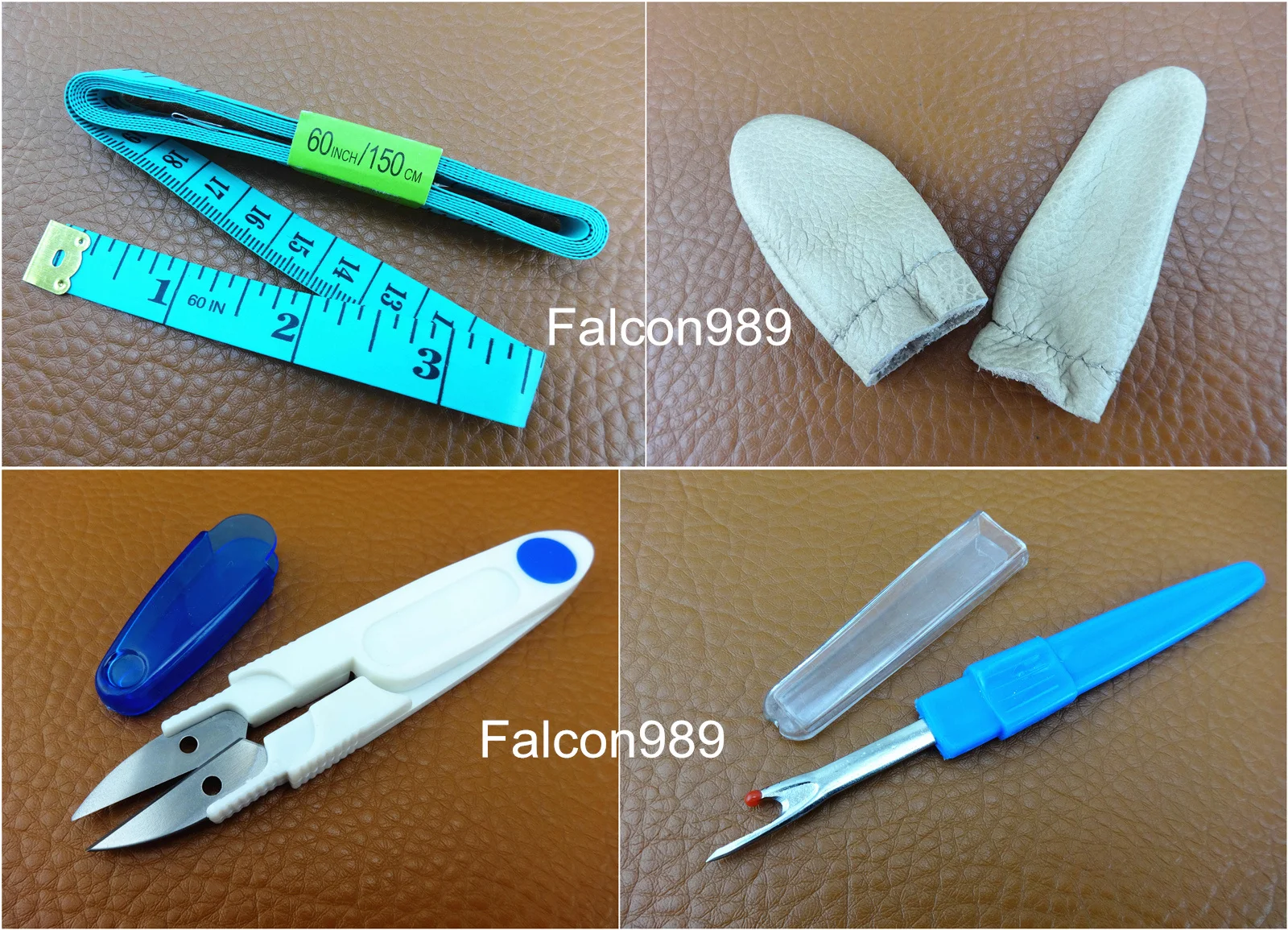 20pcs Leather Craft Sewing Stitching Needle Thread Awl Scissors Ruler Thimble Pliers Tool Set- Carvie Stamp Knife Punch Chisel