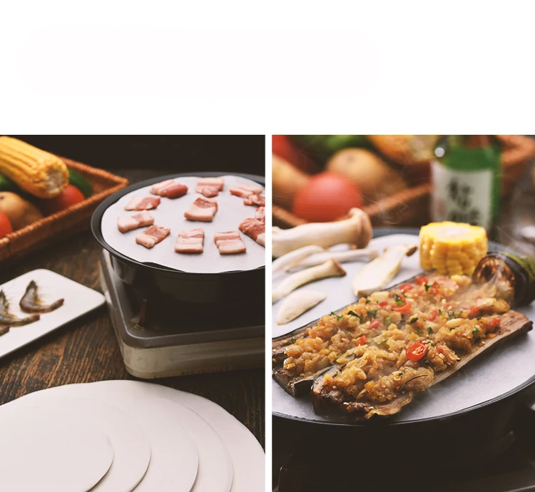 20 шт. круглая бумага для барбекю Корейская утолщенная антипригарная Бездымная сковорода для барбекю маслопоглощающая бумага для домашнего выпечки мяса