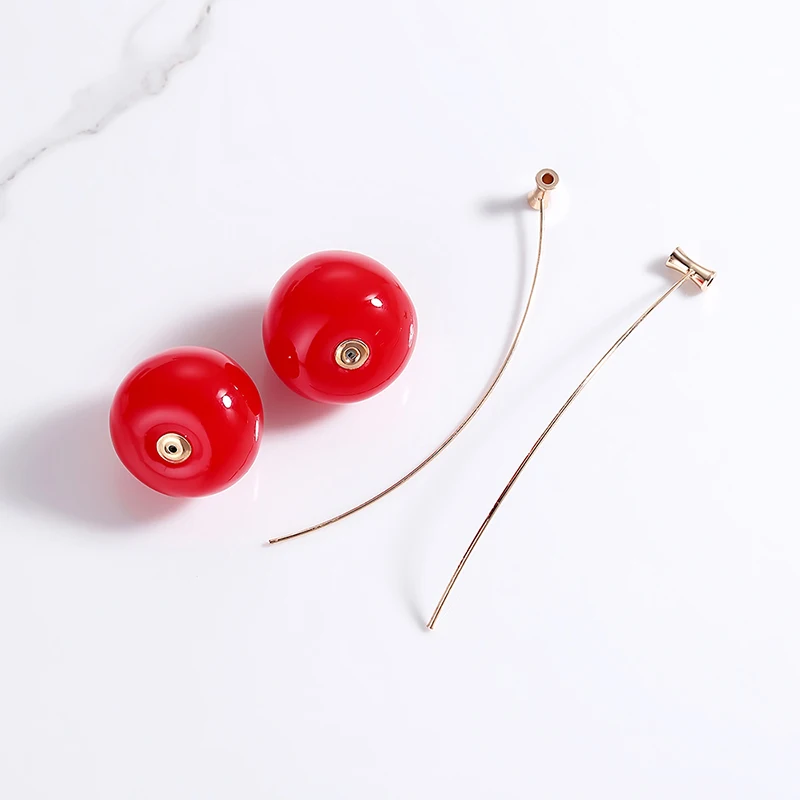 Милая Резина Красный с фруктовым принтом из вишен серьги для женщин Корея