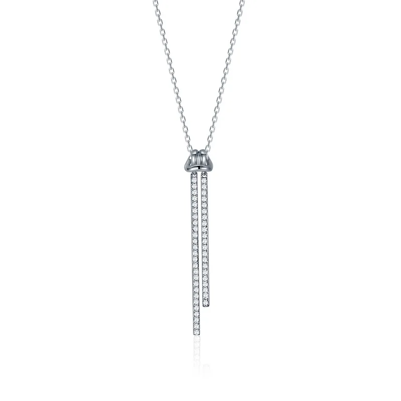 simple strip full zircon necklace woman 100% 925 Sterling silver nacklace Jewellery Clavicle chain pendant charms gift