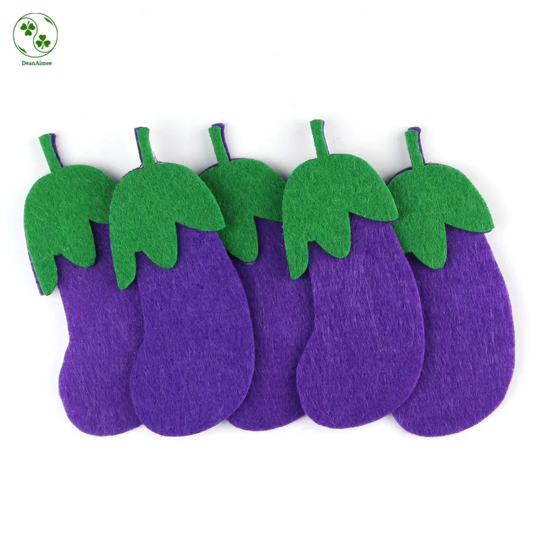 

5PCS Felt Eggplant Patches Die Cut Vegetables Appliques for DIY Kid's Quiet Book Sewing Craft Cute Fabric Cloth Patch