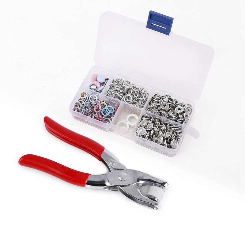 

110pcs push buttons 5 hollow / solid claws + clip + storage box
