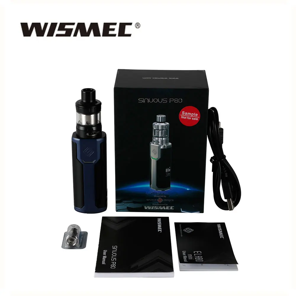 Горячая Распродажа оригинальный Wismec Sinuous P80 комплект с 2 мл Elabo Mini распылитель