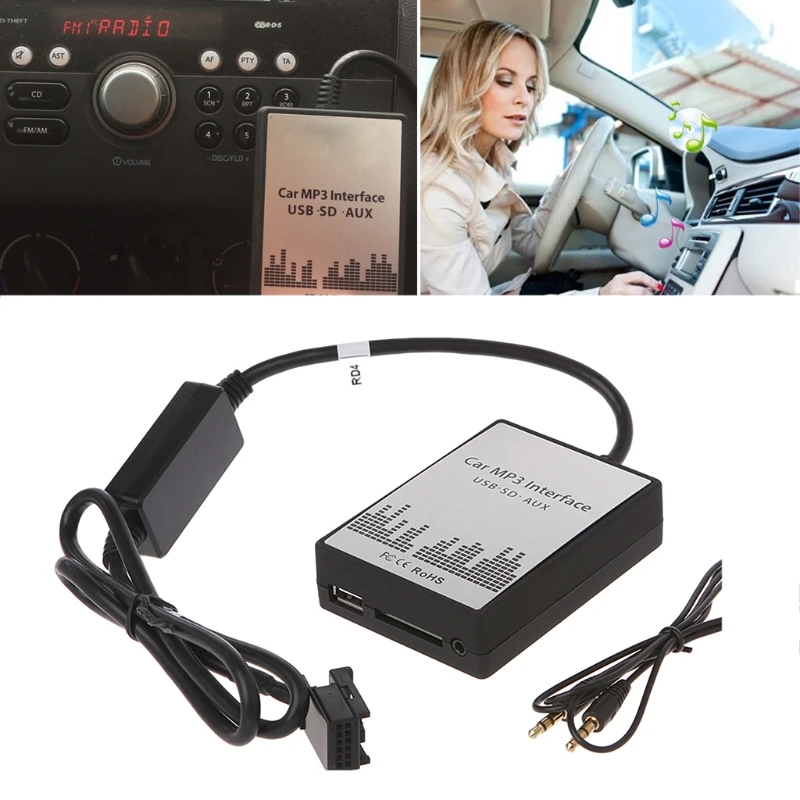 OOTDTY USB SD AUX Car MP3 Music CD Changer Audio Adapte для Peugeot 307 407 Citroen C4 C5 RD4 12PIN интерфейс качество-M15 |