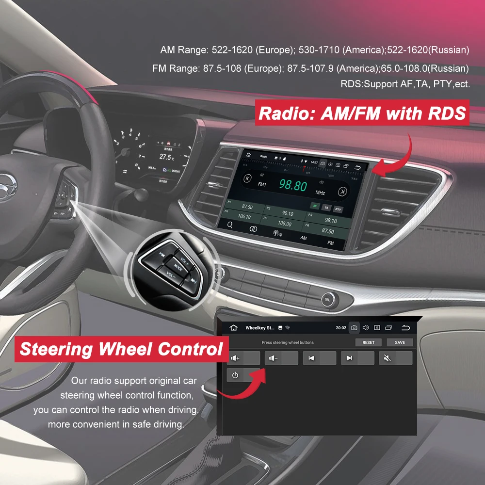 Best Bonroad 2 Din Android 9.0 GO Car Radio Player Multimedia Video Player GPS Navigation Audio Player For Nissan Toyota Hyundai 3