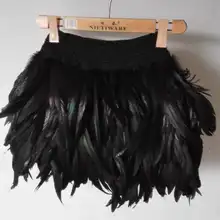 40 см черный перо петуха мини-юбка, полностью ткань выстроились# SK002