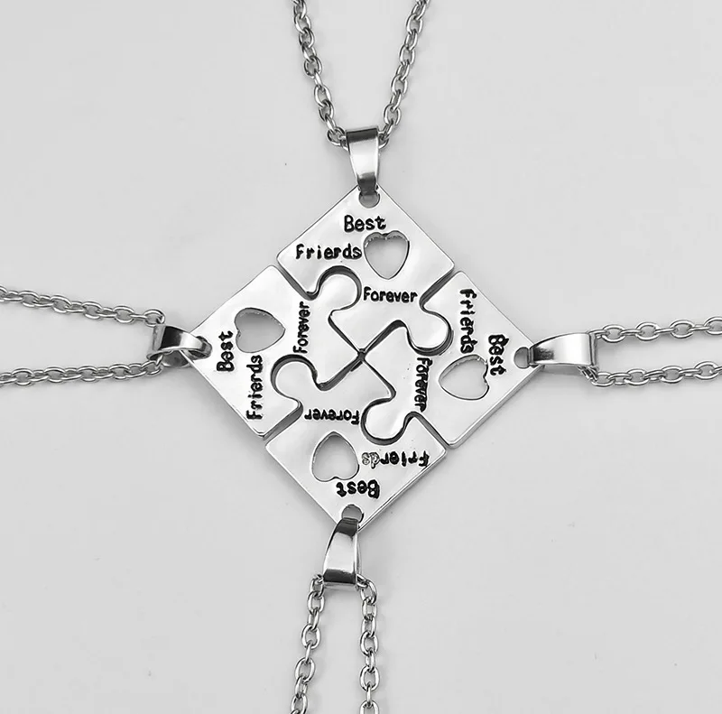 BFF collares para 4 mejores amigos siempre, collar encanto de rompecabezas mujer, collar de la amistad, regalo de joyería familiar Bestfriend para colgantes| - AliExpress