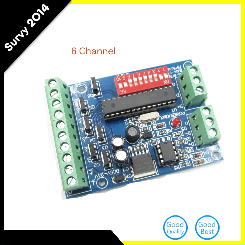 

1PCS DMX512 Decoder 6CH Channel RGBW Controller LED stage lighting CMOS Output