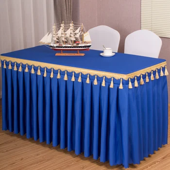 

Hanging ear table set exhibition event meeting tablecloth table skirt for table rectangular table set can be customed