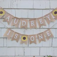 Пользовательское имя возраст Счастливый 1-й День рождения мешковины баннеры юбилей свадьба кляп обновление знак вечерние тканевые гирлянды фото реквизит