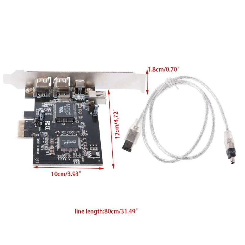

PCI-Express Firewire Card PCI-e 1X IEEE 1394A 4 Port(3+1) Firewire Card Adapter 6-4 Pin Cable For Desktop PC